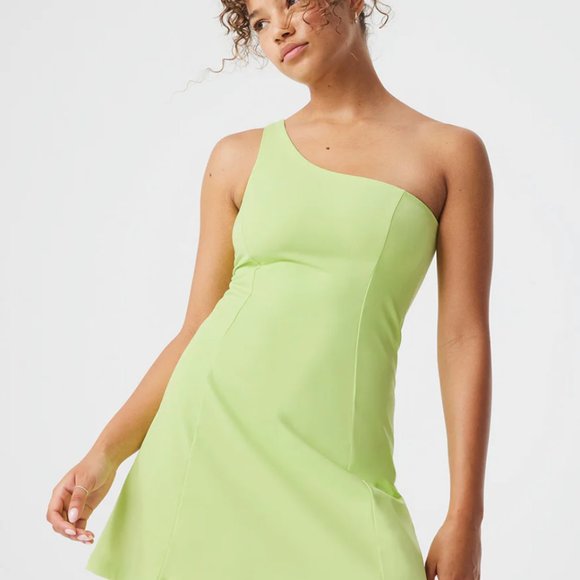 Outdoor Voices Dresses & Skirts - Outdoor Voices Lime Green One-Shoulder Dress